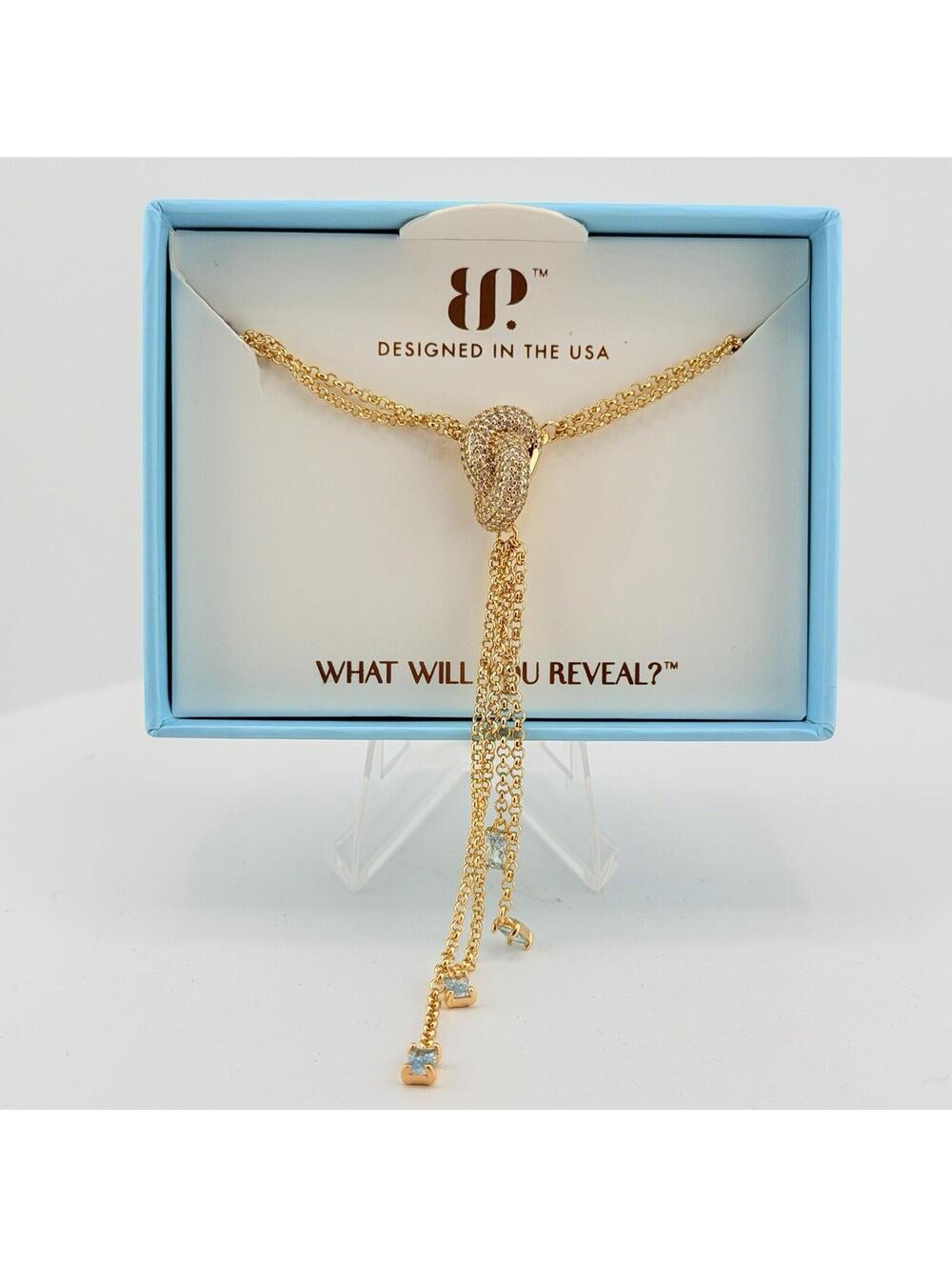 Bomb Party March 2026 Necklace “She’s Classic” Aquamarine on Yellow Gold KNOT